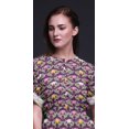 thumbnail image 3 of Bimba Robe Longue Imprimée en Rayonne à Quart de Feuille et Nénuphar, Taille Smockée, Fente Latérale, Robe pour Femme - XX-Grand, 3 of 6