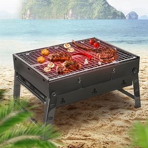 Dvkptbk Foldable Outdoor Bbq Grill with Thickened Grate Thickened Non-Stick Stove for Outdoor Barbecue and Home Cooking 35X27X20Cm/13.78X10.63X7.87In Barbecue Grill Camping & Hiking