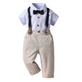 thumbnail image 1 of LSLJS Complet pour Garçons Costume Formel pour Enfants Complets pour Garçons Ados Décontracté T-Shirts à Manches Courtes Col Rond Col Bouton Pantalons Longs Ensembles Tenues de Gentleman Complets Complets pour Garçons Vêtements pour Enfants Tendance 2024, 1 of 5