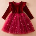 thumbnail image 2 of PMVFHDE Liquidation Robe de Fête pour Tout-Petit Robe d'Hiver à Manches Longues pour Fille Tout-Petit en Tulle Patchwork Robe de Fête Costume, Rouge, 3-4 Ans, 2 of 4
