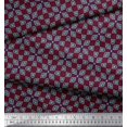 thumbnail image 3 of Soimoi Tissu Poly Georgette Violet Carré & Triangle Imprimé Géométrique 1 Yard 42 Pouces de Large, 3 of 3