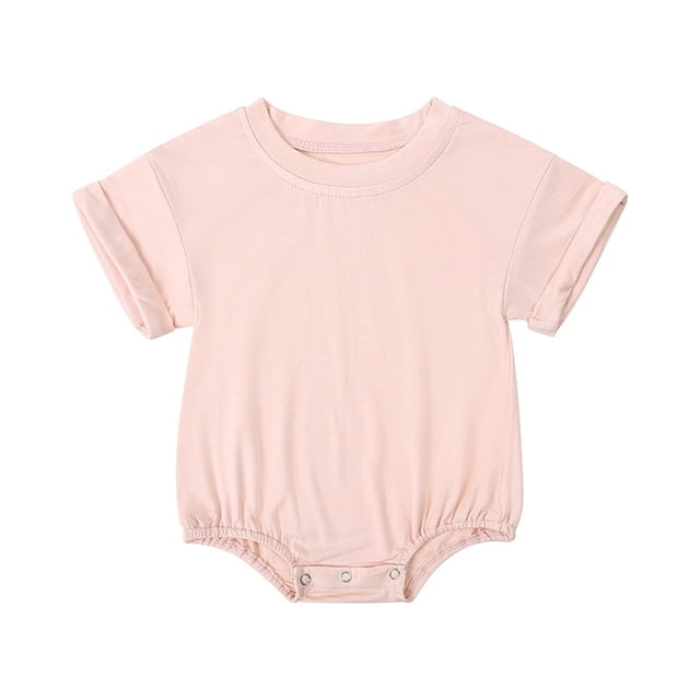 Timegard Newborn Onesie Toddler Boys Girls Short Sleeve Comfy Rompers Unisex Infant Outfits Solid Color