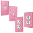 thumbnail image 1 of Kanayu 4 Pcs Light Pink Shiny Rhinestones Cover Bling Switch Wall Plate Decorative Includes 2 Duplex Light Plate Switch 2 Single Toggle Socket Outlet Cover 4.5" x 2.8", 1 of 6