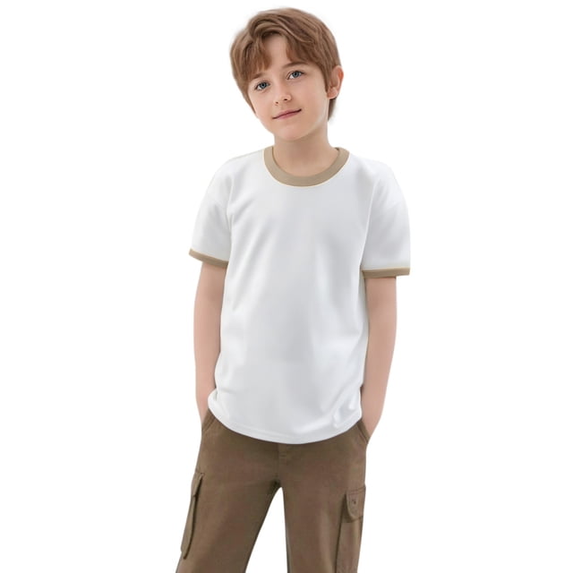 Hauts d'Été pour Garçons en Bas Âge T-Shirts à Manches Courtes Col Rond Coupe Ample Décontractée T-Shirts de Printemps pour Garçon 2-3T