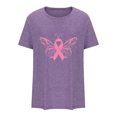 thumbnail image 5 of TIMIFIS Chandails de Sensibilisation au Cancer du Sein pour Femmes Été Ample Imprimé T-Shirt à Col Rond Manches Courtes Blouse Décontractée Automne/hiver, 5 of 5