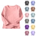 thumbnail image 1 of Tranfacy Chemises à Manches Longues pour Filles, Chemises d'Automne, Chemises pour Garçons et Filles de 1 à 11 Ans Couleur Unie Col Rond Manches Longues Hauts d'Automne, 1 of 7