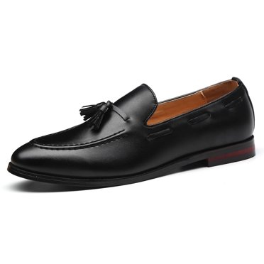 Santimon Mocassins à Pampilles pour Hommes à Enfiler Pantoufle Décontractée Ballerines Chaussures en Cuir Noir 7 US