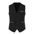 thumbnail image 1 of Dvkptbk V-Neck Tank Top Men Solid Fashion Lattice Have Pockets Single Breasted Vest Tops Blouse, 1 of 3
