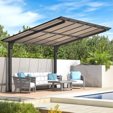 AECOJOY 12 x 10 Ft Freestanding Hardtop Gazebo, Polycarbonate Roof & Metal Frame,Dark Gray