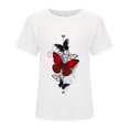 thumbnail image 4 of T-shirts Graphiques pour Femmes Décontractés à Imprimé Papillon, Manches Courtes, T-Shirts d'Été à Col Rond, Coupe Ample, Chandails Tee pour Jeans, 4 of 6