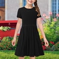 thumbnail image 5 of NJDVHB Robe d'Été pour Tout-Petit, Robe de Plage pour Fille Tout-Petit, Robe de Fête pour Filles, Robe Décontractée à Manches Courtes Imprimée Unie pour Enfants, Robe Évasée, Noir, 150, 5 of 5