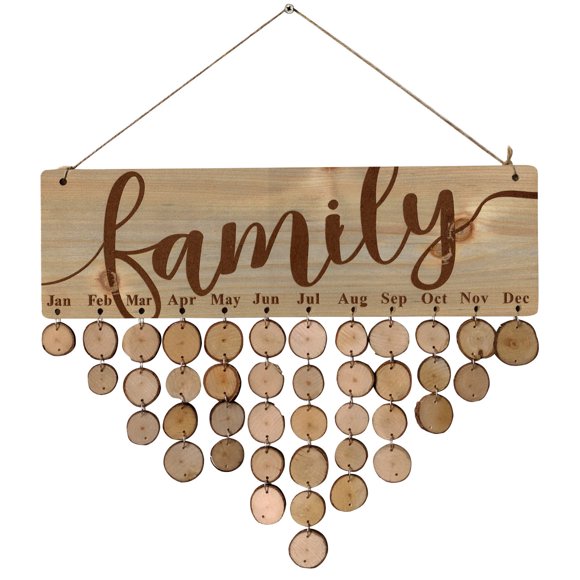 Liquidation! Plaque de Vacances Familiale Calendrier Mural DIY Rappel d'Anniversaire en Bois Calendrier