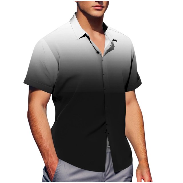 Pisexur Shirts for Man T Hommes Mode Décontractée Col Rabattu Imprimé Manches Courtes Chemise Boutonnée Blouse Noire,S Chemises de Golf Hommes & Chemises Hommes