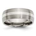 thumbnail image 1 of Titanium Sterling Silver Inlay 8mm Brushed Band Ring 12 Size, 1 of 6