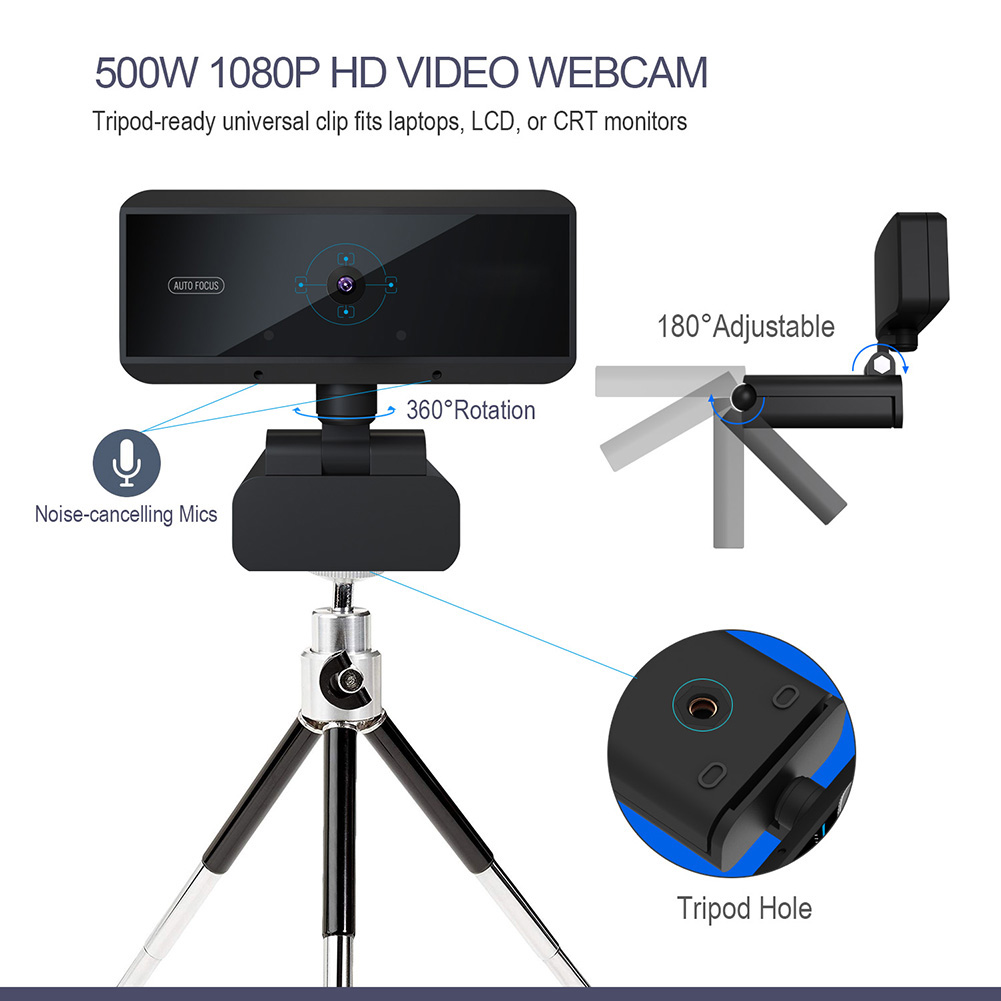 Zerodis 5 MP HD Computer Web Camera, Mini High Resolution Portable Webcam Without Drive, Black USB Webcam With Noise Canceling Microphone, Webcam For Video Conferencing And Video Recording