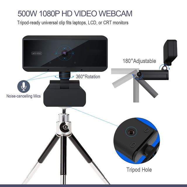 Zerodis 5 MP HD Computer Web Camera, Mini High Resolution Portable Webcam Without Drive, Black USB Webcam With Noise Canceling Microphone, Webcam For Video Conferencing And Video Recording