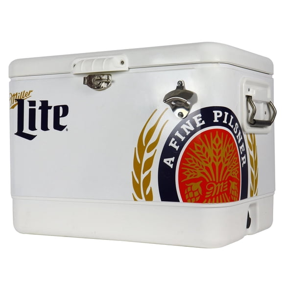 Miller Lite Glacière de 54 Qt avec ouvre-bouteille intégré, glacière de camping portable antirouille pour la plage et les aventures en plein air