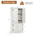 thumbnail image 4 of Costway Armoire de Rangement d'Appoint au Sol avec Tablettes Ajustables Antique à 2 Portes Blanc, 4 of 10