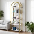 thumbnail image 3 of 5-Tier Arched Bookshelf, Industrial Style Open Bookcase with Metal Frame, Freestanding Display Shelving Unit for Living Room, Bedroom, Office Storage, 3 of 8