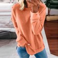 thumbnail image 2 of pxiakgy Femmes Automne Hiver Ample Décontracté Décontracté Manches Longues Col Rond Chandail Uni orange + m, 2 of 5