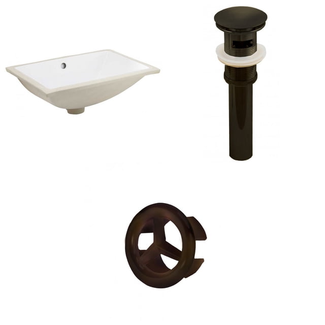 20.75-in. W CSA Rectangle Bathroom Undermount Sink Set In White - Oil Rubbed Bronze Hardware - Overflow Drain Incl. AI-20692
