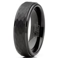 thumbnail image 2 of Mens Tungsten Black Wedding Band Ring Hammered Center Comfort-Fit 6MM, 2 of 3