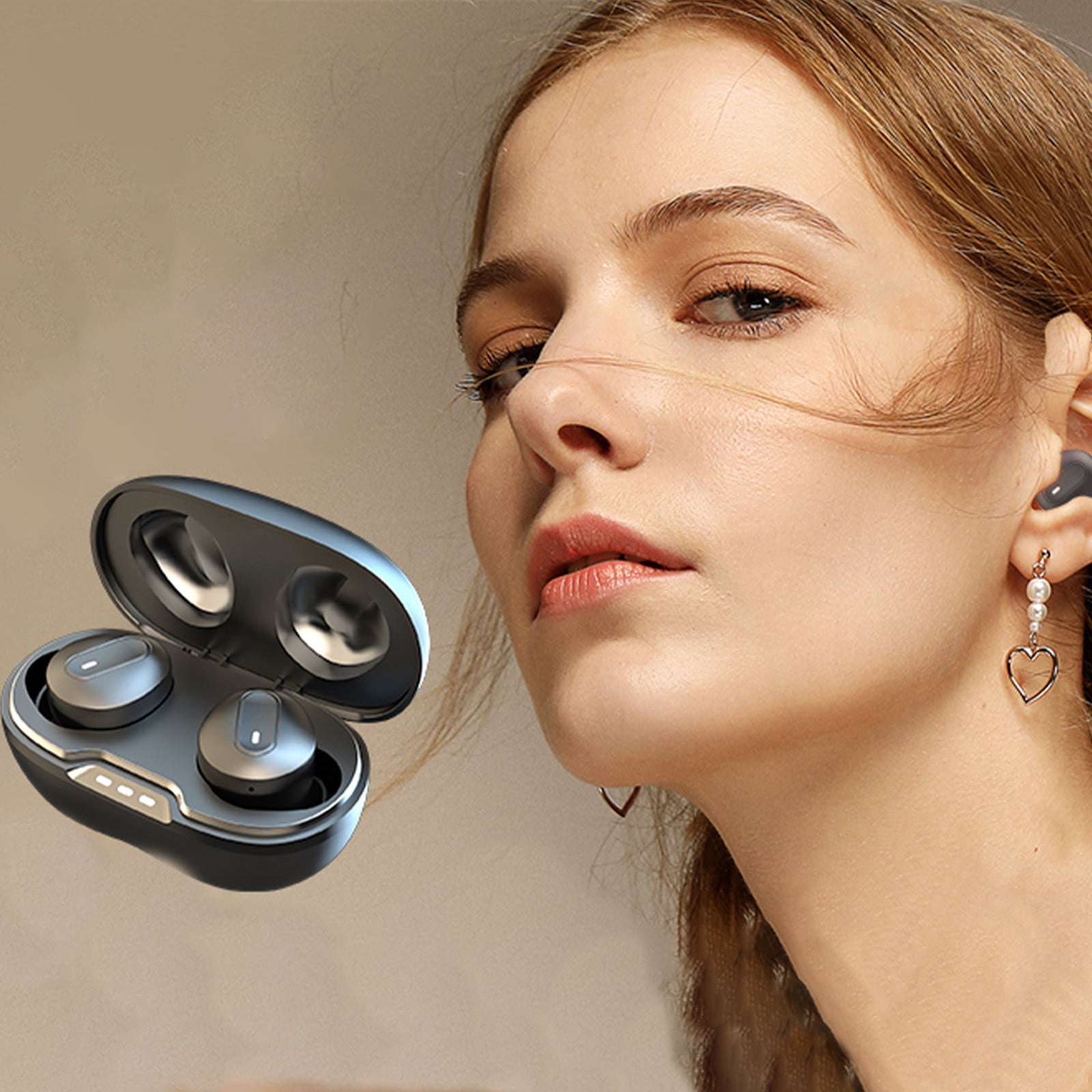 Framed Wall Art Wireless Earbuds Bluetooth 5.3 Finger Control With Wireless Charging Case In-Ear Built-in Mic Headset