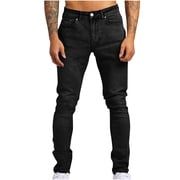 Birdeem Mens Pants Mens Solid Casual Pocket Outdoor Spring Lightweight Classic Work Elastic Jeans Pant