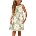 thumbnail image 1 of PMVFHDE Robe Florale Printemps Été pour Filles / Col Rond Sans Manches Tenue Décontractée / Tenue de Fête Légère pour Tout-Petits à Préadolescents 1reen, 7-8, 1 of 5