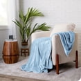 thumbnail image 4 of Bare Home Microplush Fleece Blanket - 300 GSM - Fuzzy Microfleece - Soft & Plush - Throw XL, Light Blue, 4 of 7
