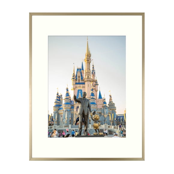 Frametory, 12x16 Aluminum Frame, 8.5x11 Photo with Ivory Mat for Wall Display, Sawtooth Hanger, Swivel Tabs, Spring Clips Great for Photos, Artworks, Posters (Gold, 1-Pack)