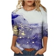 thumbnail image 2 of TIMIFIS Hauts pour Femmes Manches 3/4 Décontractés Coupe Ample Tuniques Col Rond T-shirt Automne, 2 of 5