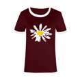 thumbnail image 4 of Pompotops Mode Femmes T-Shirt Imprimé Col Rond Manches Courtes Tee Décontracté Blouse, 4 of 4