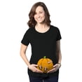 thumbnail image 1 of T-shirt de Maternité Citrouille Bébé Grossesse Mignon Automne Halloween Jack-o'-lantern (Noir) - TTG, 1 of 4