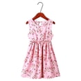 thumbnail image 3 of 2025 Robes Filles Col Rond Belle Robe pour Col Été Sans Manches Robes d'Été 4 Ans Vêtement Décontracté Plage Imprimé Floral, 3 of 3