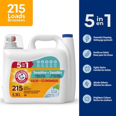 Arm & Hammer Sensitive Skin Liquid Laundry Detergent, Fresh Scent, 215 Loads