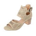 thumbnail image 2 of LSLJS Women's Summer New Large-size Hollowed-out Rhinestone Fish Mouth Chunky High-heeled Sandals, Platform Sandals, 2 of 6