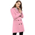 thumbnail image 4 of INSPIRE CHIC Women's Notched Lapel Collar Double Breasted Mid Length Overcoat, 4 of 7