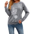 thumbnail image 3 of ZXZY Women Dandelion Graphic Print Round Neck Long Sleeve Pullover, 3 of 7