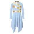 thumbnail image 3 of RUNQHUI Robe de Danse pour Filles Enfants Patchwork Métallique Ourlet Asymétrique Culte Église Bleu Clair 14, 3 of 7