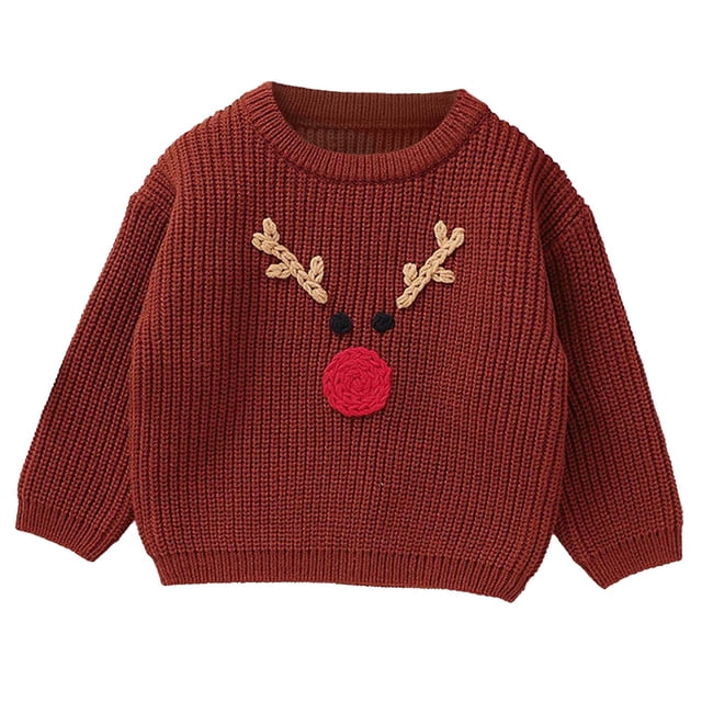 Posijego Chandail pour Tout-Petit Bébé Fille Garçon à Col Rond à Manches Longues en Tricot, Haut Chandail, Vêtements d'Automne Hiver pour Nourrisson