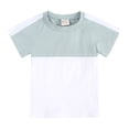 thumbnail image 4 of Shirts for girls Solid Color Threaded Round Neck Short Sleeved And Shorts Two-Piece Set, 4 of 8