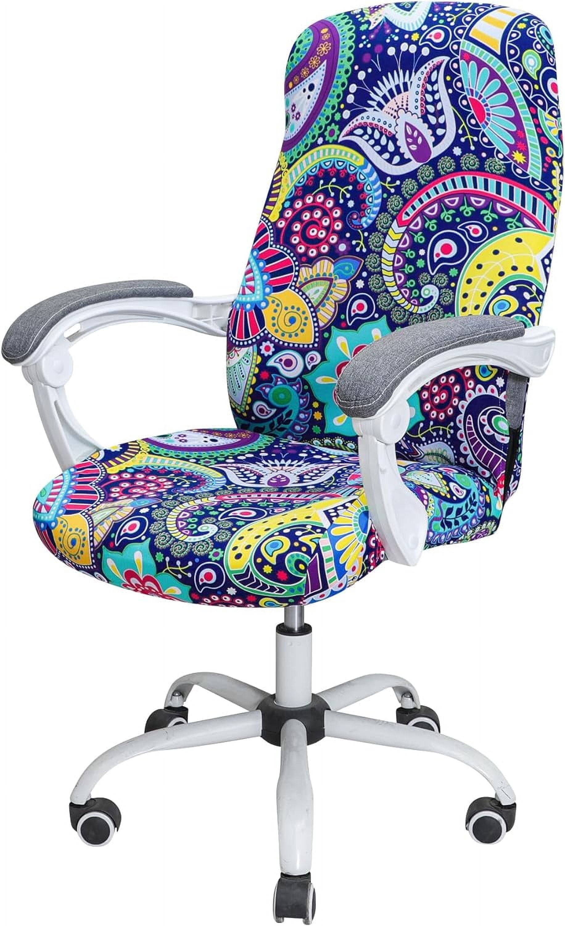 ORUYROP Office Chair Cover Water Resistant Paisley Stretch Jacquard Computer Chair Slipcover for Armrest Chairs L