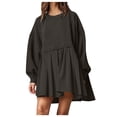 thumbnail image 1 of Pisexur Robe Chandail Surdimensionnée pour Femmes, Col Rond, Manches Longues, Patchwork, Robe d'Automne, Chandail à Enfiler, Hauts Amples et Fluides, Robe Chandail, Mini-Robe, 1 of 7