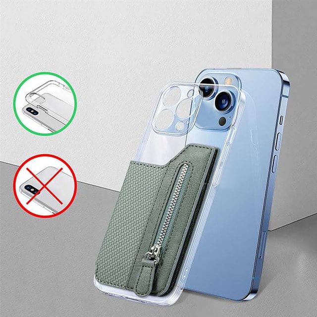 JWshufel Mobile Phone Card Case with Multiple Card Slots Left Right Flip Covers Zipper Closure Personalized Back Sticker Card Pocket Multi Angle Stand Universal