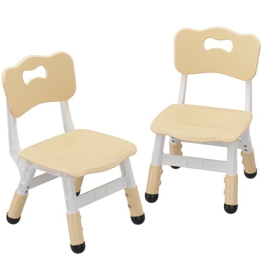 Garvee Plastic Toddler Chair Set of 2, 3 Level Adjustable Heights, , for Age 2-6, Light Yellow
