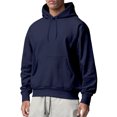 thumbnail image 1 of Innerwin Sweatshirts Drawstring Men's Hoodies Fall Solid Color Thick Hooded Sweatshirt Navy Blue XS, 1 of 3