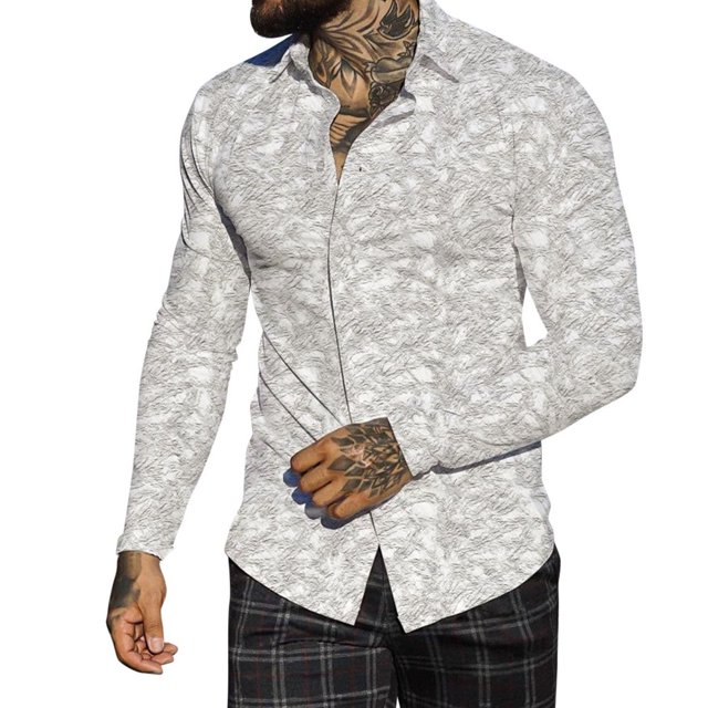 Hommes Automne Hiver Revers à Poitrine Pleine Impression Plage Chemise à Manches Longues
