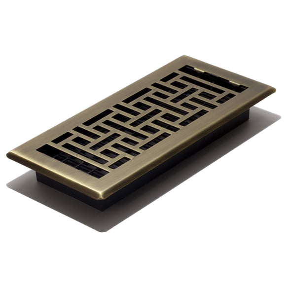 Decor Grates AJH410-A Registre de Plancher Oriental, 4x10 Pouces, Laiton Antique