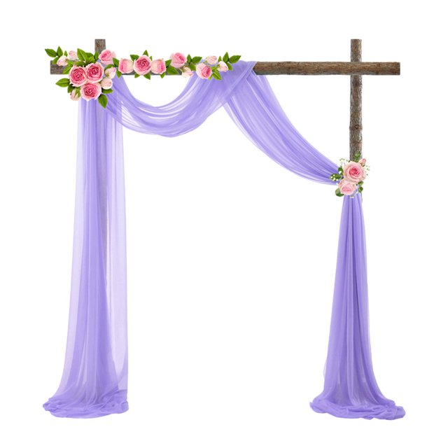 tredstone 2pack/lot Arch Drape Chiffon Curtain Wide Application For Wedding Or Photo Shooting Accessories Purple